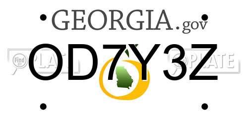 OD7Y3Z Georgia License Plate