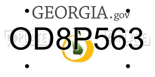 OD8P563 Georgia License Plate