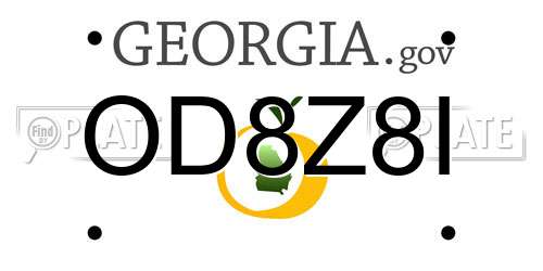 OD8Z8I Georgia License Plate