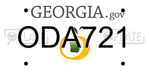ODA721 Georgia License Plate