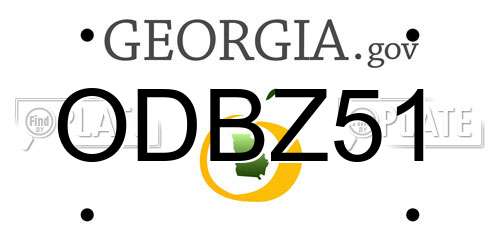 ODBZ51 Georgia License Plate