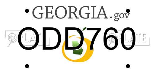 ODD760 Georgia License Plate