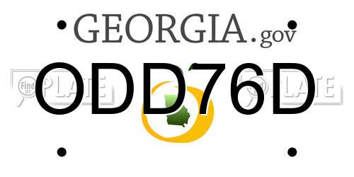ODD76D Georgia License Plate