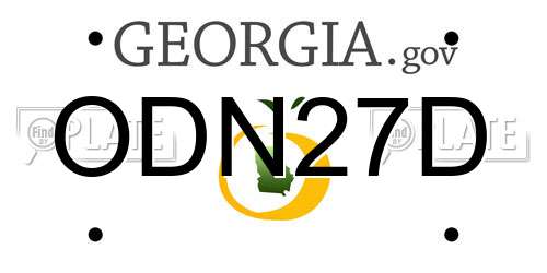 ODN27D Georgia License Plate