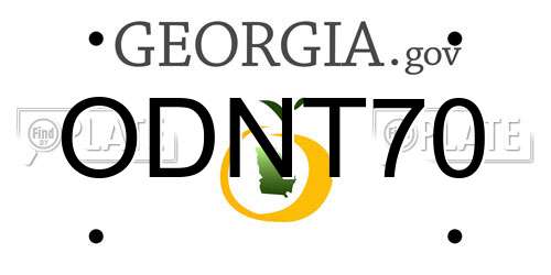 ODNT70 Georgia License Plate