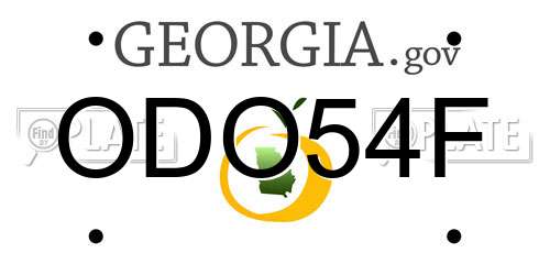 ODO54F Georgia License Plate