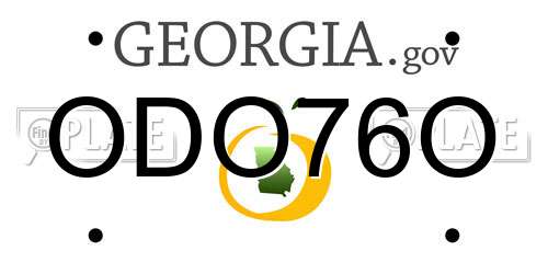 ODO76O Georgia License Plate