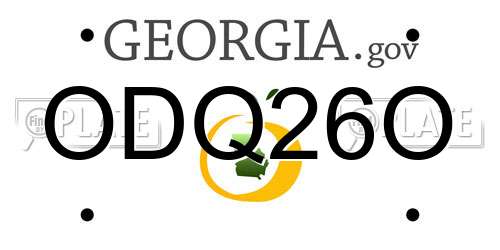 ODQ26O Georgia License Plate