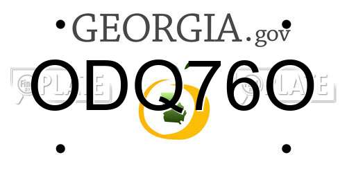 ODQ76O Georgia License Plate