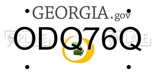 ODQ76Q Georgia License Plate