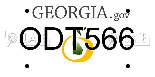 ODT566 Georgia License Plate