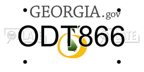 ODT866 Georgia License Plate
