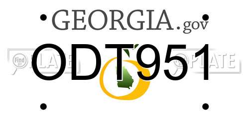 ODT951 Georgia License Plate