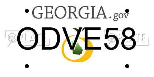 ODVE58 Georgia License Plate