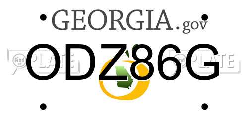 ODZ86G Georgia License Plate