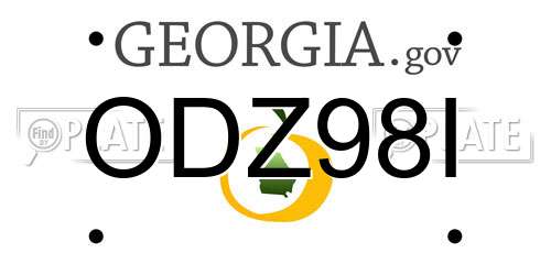 ODZ98I Georgia License Plate