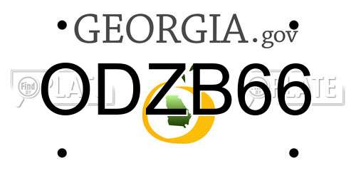 ODZB66 Georgia License Plate