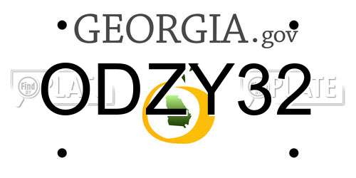 ODZY32 Georgia License Plate