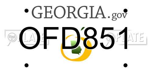 OFD851 Georgia License Plate