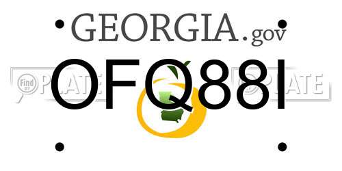OFQ88I Georgia License Plate