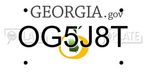 OG5J8T Georgia License Plate