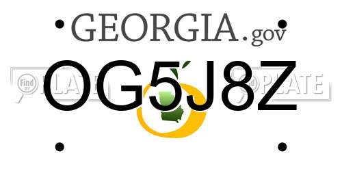 OG5J8Z Georgia License Plate