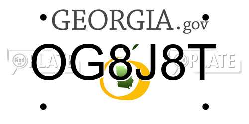 OG8J8T Georgia License Plate