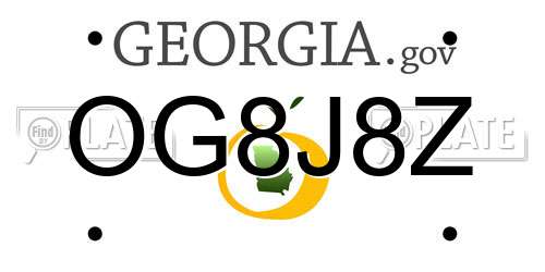 OG8J8Z Georgia License Plate