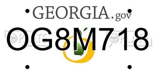 OG8M718 Georgia License Plate