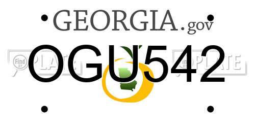 OGU542 Georgia License Plate