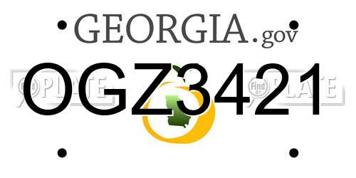 OGZ3421 Georgia License Plate