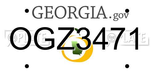 OGZ3471 Georgia License Plate
