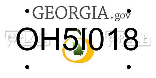 OH5I018 Georgia License Plate