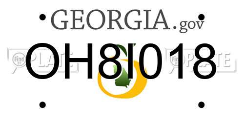 OH8I018 Georgia License Plate