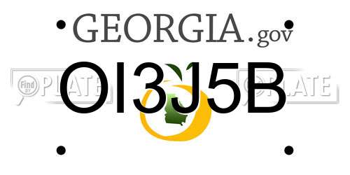 OI3J5B Georgia License Plate