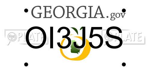 OI3J5S Georgia License Plate