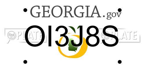 OI3J8S Georgia License Plate