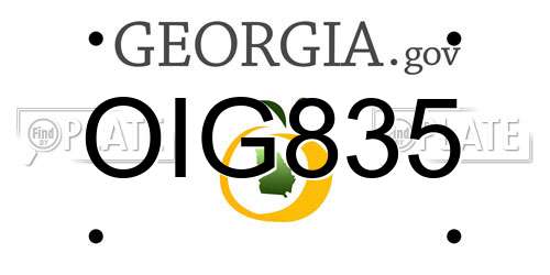 OIG835 Georgia License Plate