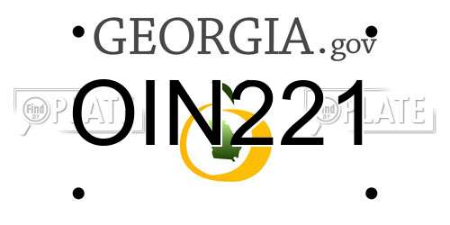 OIN221 Georgia License Plate