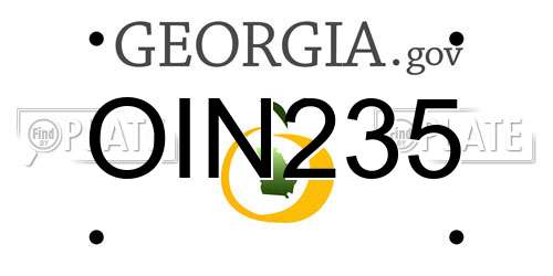 OIN235 Georgia License Plate