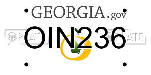 OIN236 Georgia License Plate