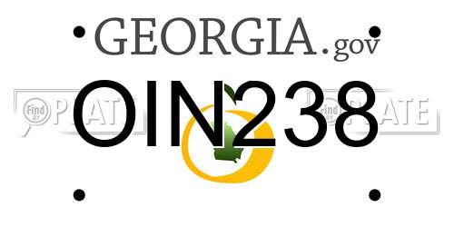 OIN238 Georgia License Plate