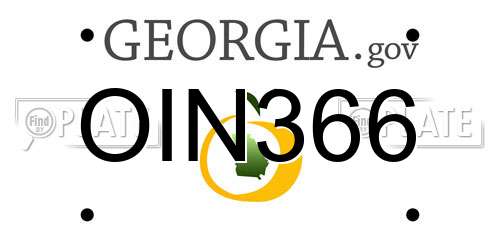 OIN366 Georgia License Plate