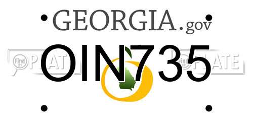 OIN735 Georgia License Plate