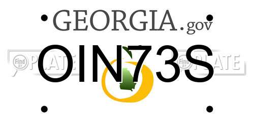 OIN73S Georgia License Plate