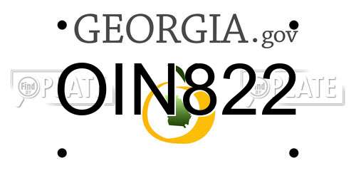 OIN822 Georgia License Plate
