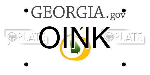 OINK Georgia License Plate