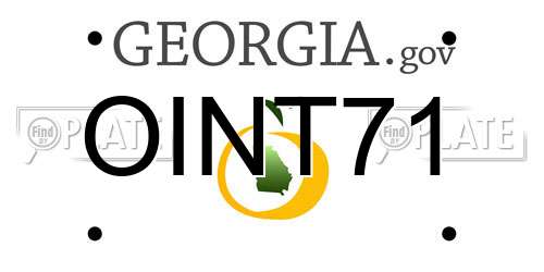 OINT71 Georgia License Plate
