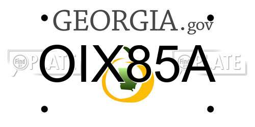 OIX85A Georgia License Plate