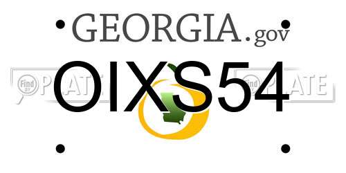 OIXS54 Georgia License Plate
